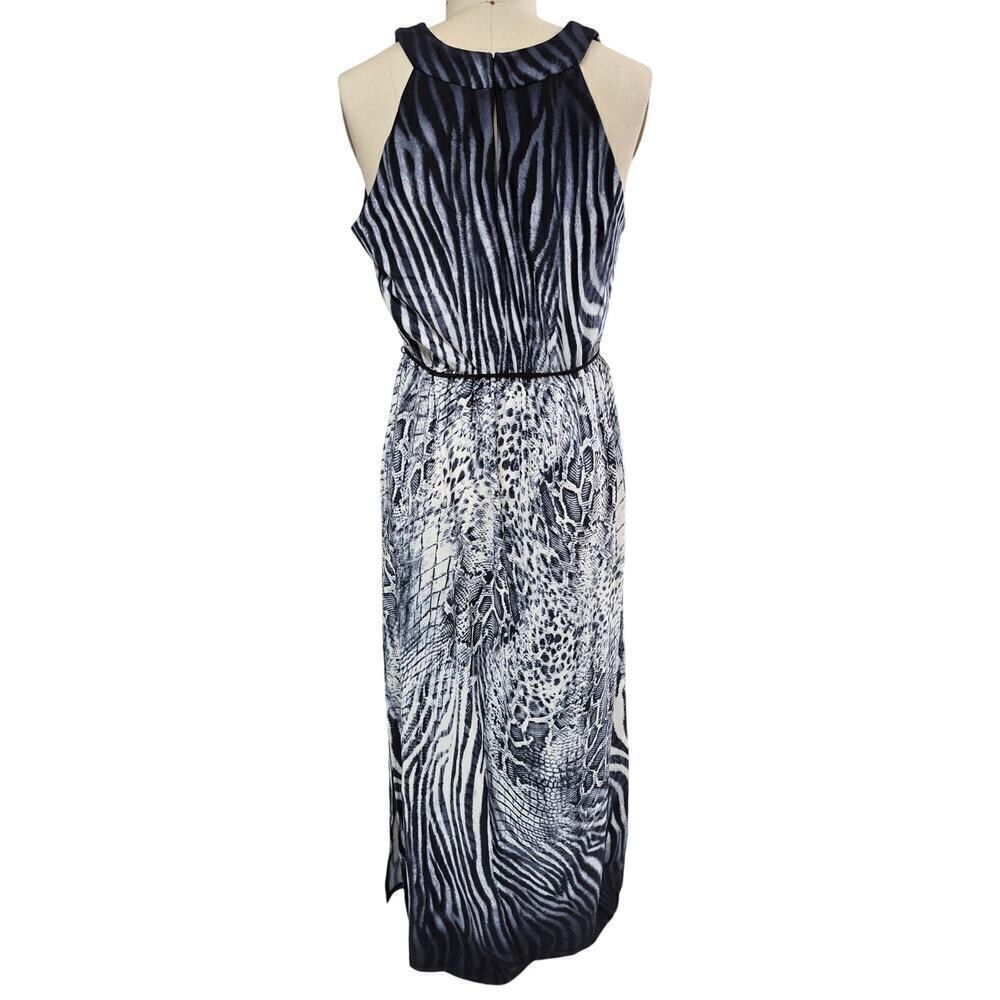 NWT Studio One Maxi Dress Mixed Animal Print Beaded Necklace Strap Sz 14 P - Picture 5 of 10